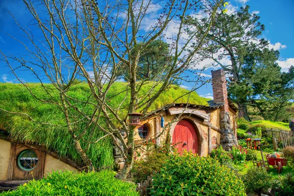 Деревня Хоббитон Деревянные Дома Северном Острове Новой Зеландии — стоковое фото