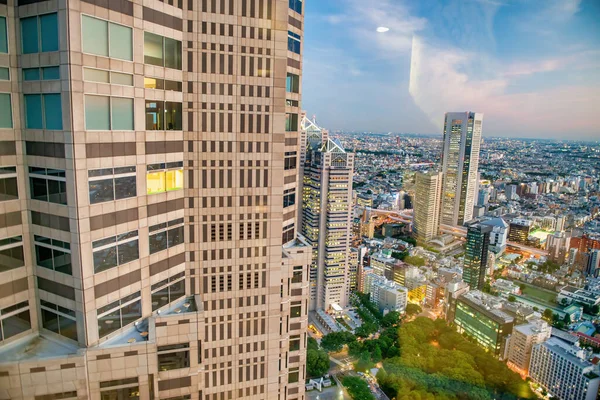 Vue Aérienne Des Gratte Ciel Modernes Shinjuku Par Une Nuit — Photo