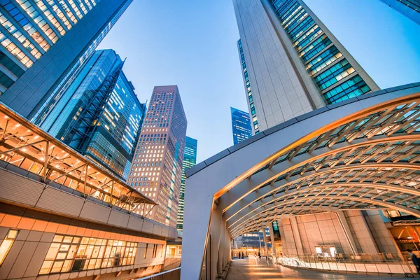 Moderne Wolkenkrabbers Van Tokio Een Prachtige Lentenacht Japan — Stockfoto