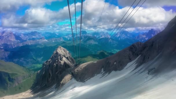 Time Lapse of Marmolada Cable Car view in summer season, Ιταλική alps — Αρχείο Βίντεο