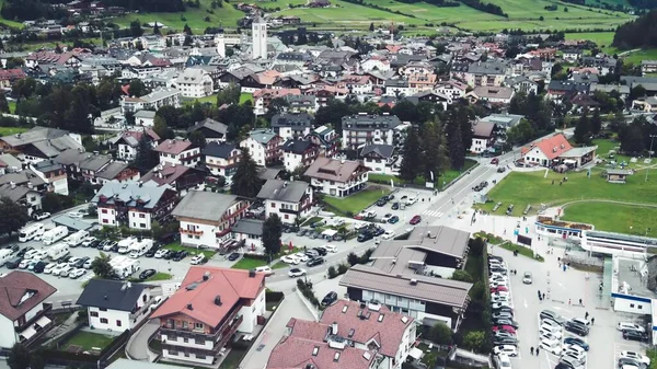 Luchtfoto Van Innichen Het Zomerseizoen Skyline San Candido Italië — Stockfoto