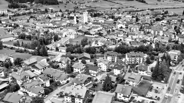 Luchtfoto Van Innichen Vanaf Drone San Candido Het Zomerseizoen Italië — Stockfoto
