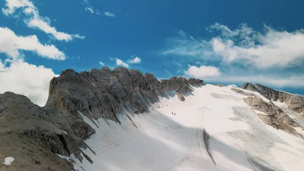 Vista Aérea Incrível Geleira Marmolada Drone Dolomite Mountains Itália — Fotografia de Stock