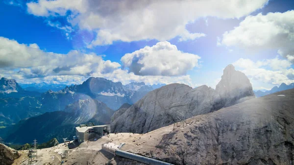 Dolomite Mountains Vista Aérea Marmolada Itália — Fotografia de Stock