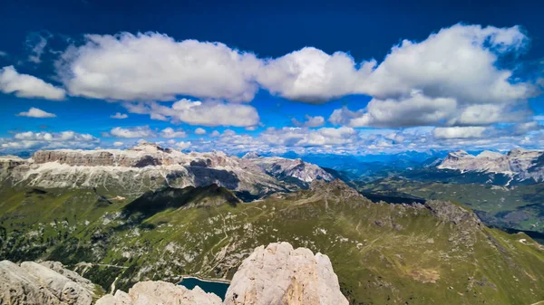 Dolomite Mountains Vista Aérea Marmolada Itália — Fotografia de Stock