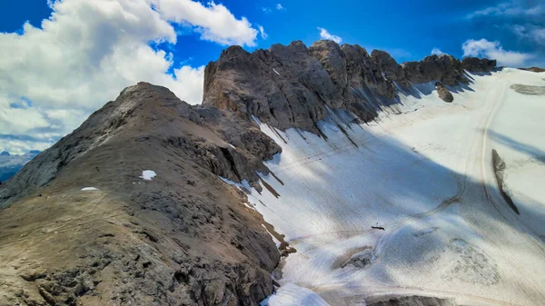 Vista Aérea Del Glaciar Marmolada Desde Dron Temporada Verano Montañas — Foto de Stock