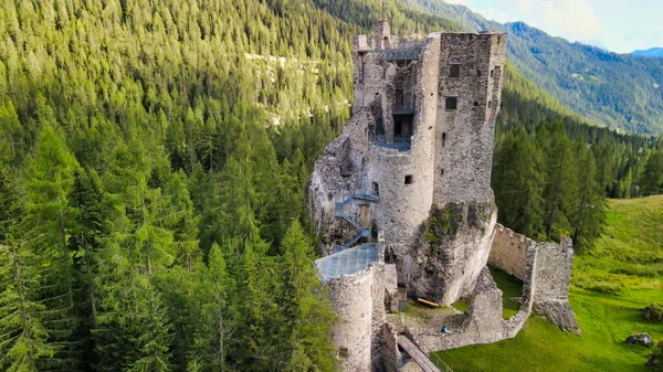 Luftaufnahme Der Burg Andraz Italienische Dolomiten — Stockfoto