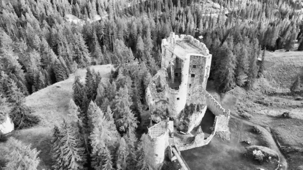 Luftaufnahme Der Burg Andraz Italienische Dolomiten — Stockfoto
