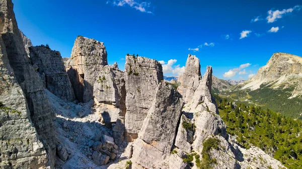 Panoramica Aerea Paesaggio Montano Cinque Torri Cime Cinque Torri Dolomiti — Foto Stock