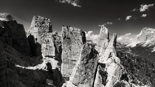 Beş Kuleler Tepesi Nden Havadan Panoramik Dağ Manzarası Cinque Torri — Stok fotoğraf