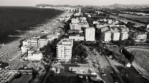 Vue Aérienne Plage Misano Adriatico Depuis Drone Saison Estivale Italie — Photo