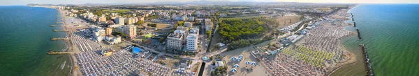 Vista Aerea Panoramica Sulla Spiaggia Misano Adriatico Nella Stagione Estiva — Foto Stock