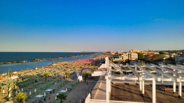 Vista Aérea Praia Torre Pedrera Partir Drone Temporada Verão Rimini — Fotografia de Stock