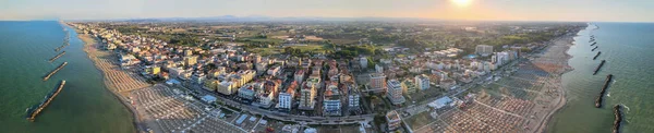 Vue Aérienne Panoramique Plage Torre Pedrera Saison Estivale Rimini Italie — Photo