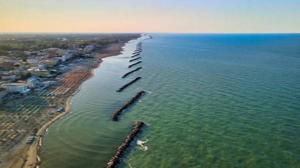 Widok Lotu Ptaka Torre Pedrera Beach Drona Sezonie Letnim Rimini — Zdjęcie stockowe