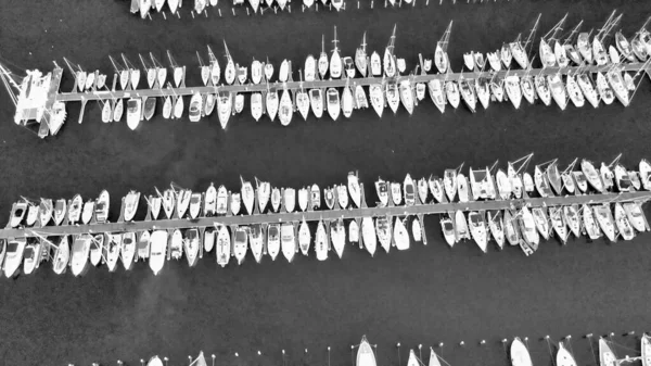 Vista Aérea Aérea Del Puerto Rimini Con Barcos Atracados Italia — Foto de Stock