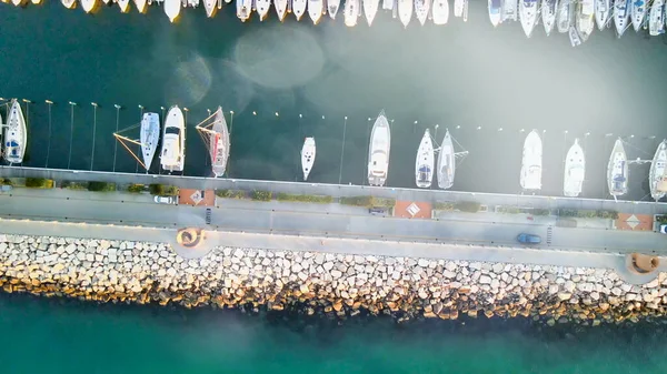 Bovenaanzicht Vanuit Lucht Van Rimini Port Met Aangemeerde Boten Italië — Stockfoto