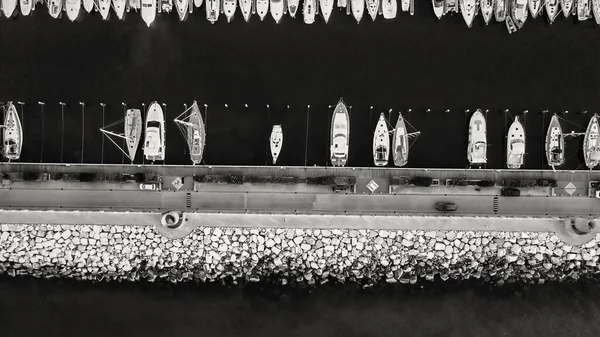 Bovenaanzicht Vanuit Lucht Van Rimini Port Met Aangemeerde Boten Italië — Stockfoto