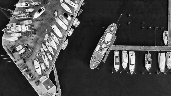 Overhead Aerial View Rimini Port Docked Boats Italy — Stock Photo, Image