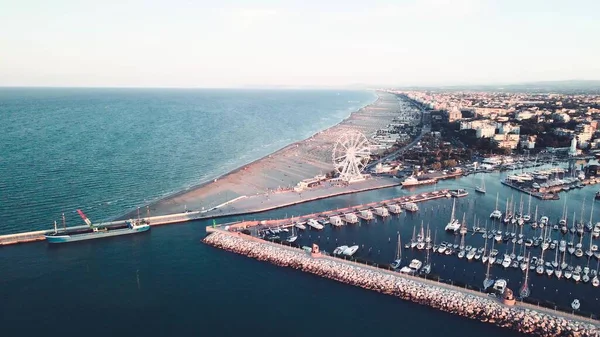 Luchtfoto Van Haven Van Rimini Aangemeerde Boten Het Zomerseizoen Italië — Stockfoto