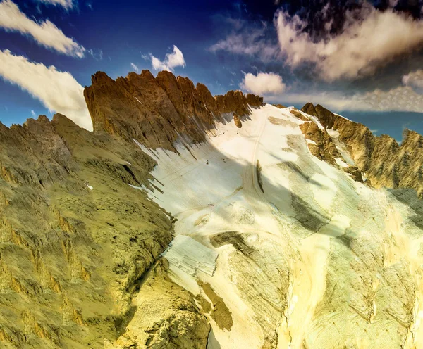 Marmolada Dağı Talyan Dolomitleri Dan Panoramik Günbatımı Hava Görüntüsü — Stok fotoğraf