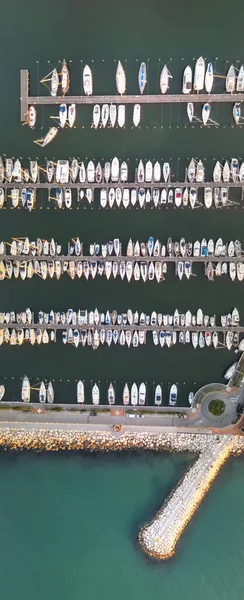 Fantastisk Nedåtgående Panoramautsikt Över Riminis Hamn Och Båtar Italien — Stockfoto