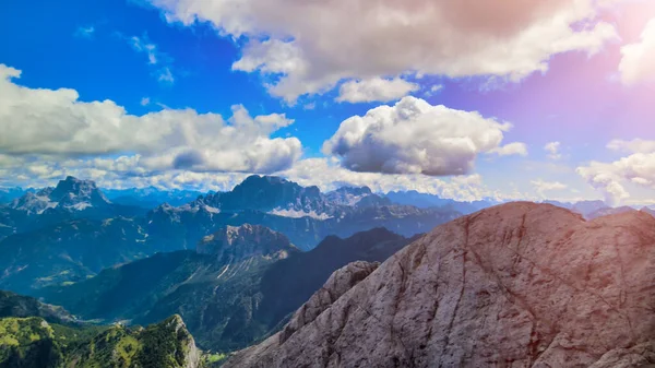 Dolomite Mountains Aerial View Marmolada Italy Stock Image