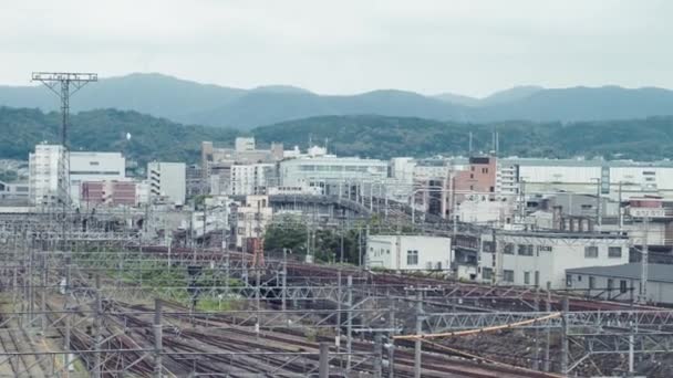 Panoramische Luchtbeelden Van Het Treinstation Van Kyoto — Stockvideo