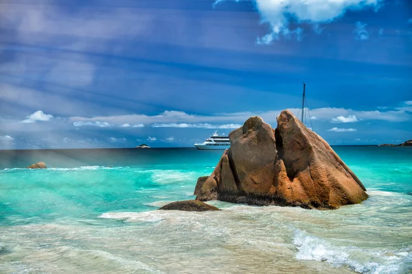 Gyönyörű Seychelle Sziget Praslin Trópusi Színek — Stock Fotó