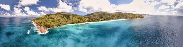 Hermosa Costa Praslin Islas Seychelles Vista Aérea Desde Dron —  Fotos de Stock