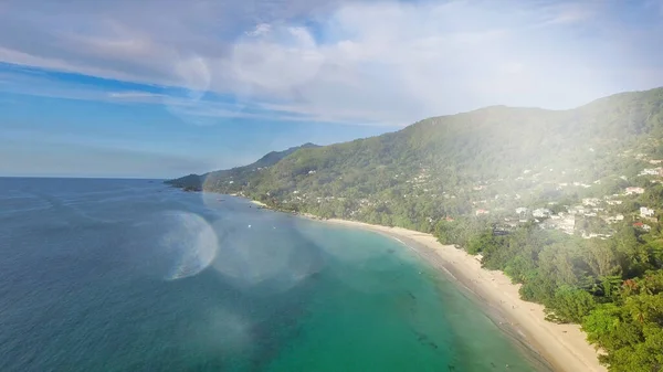 Úžasné Pobřeží Mahe Seychely Dronu — Stock fotografie