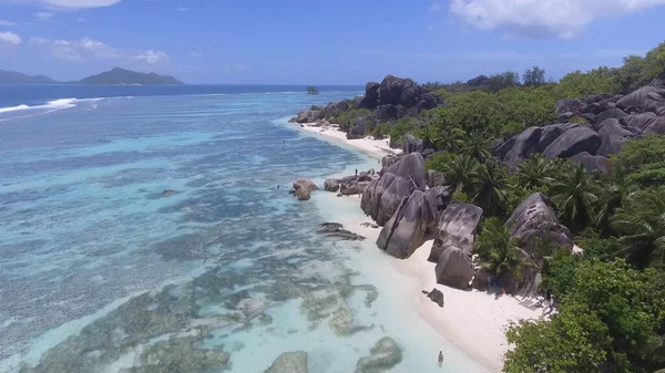 Anse Lähde Argent Digue Kuuluisa Seychellien Ranta — kuvapankkivalokuva
