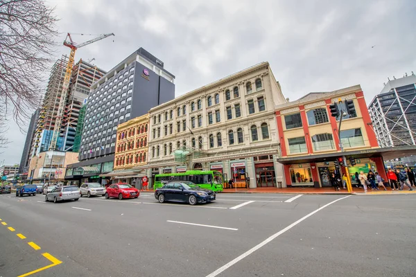 Auckland Nowa Zealandia Sierpnia 2018 Ulice Budynki Miasta Pochmurny Zimowy — Zdjęcie stockowe