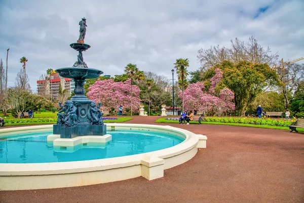 Auckland Nowa Zealandia Sierpnia 2018 Fontanna Albert Park Tło Miasta — Zdjęcie stockowe