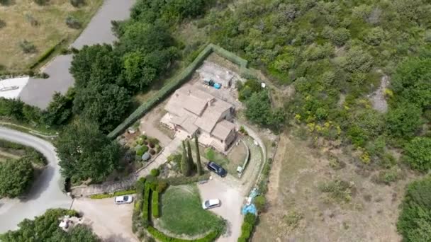 Agriturismo en Orcia Valley, Toscana. Vista aérea circular — Vídeo de stock