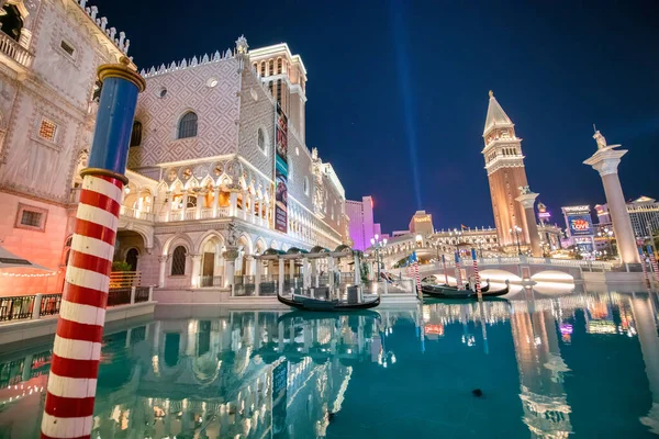 Las Vegas Juni 2019 Venedig Hotel Exteriör Natten — Stockfoto