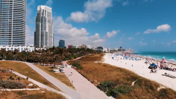 Niesamowity widok z lotu ptaka Miami Beach z South Pointe — Wideo stockowe