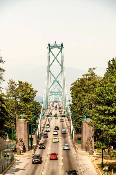 Vancouver Canada August 2017 Leeuwen Gate Bridge Traffic Vancouver Luchtfoto — Stockfoto