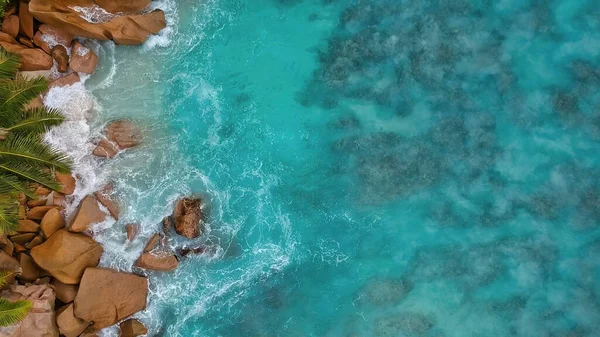 Seyşel Adaları Nın Granit Kayalıkları Hint Okyanusu Hava Manzarası — Stok fotoğraf