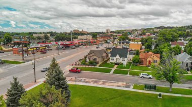 Arial view of Rapid City on a cloudy summer day, South Dakota. clipart
