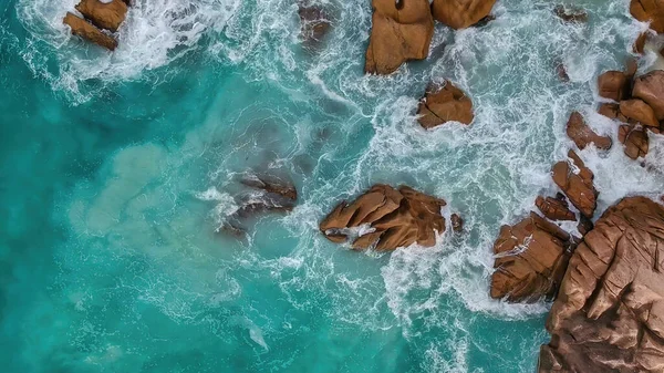Piedras Granito Las Islas Seychelles Vista Aérea Del Océano Índico — Foto de Stock