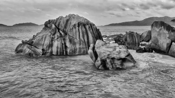 Granito Rocce Delle Isole Seychelles Oceano Indiano Vista Aerea — Foto Stock