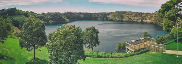 Mount Gambier Austrália Sul Drone Vista Aérea Bela Blue Lake — Fotografia de Stock