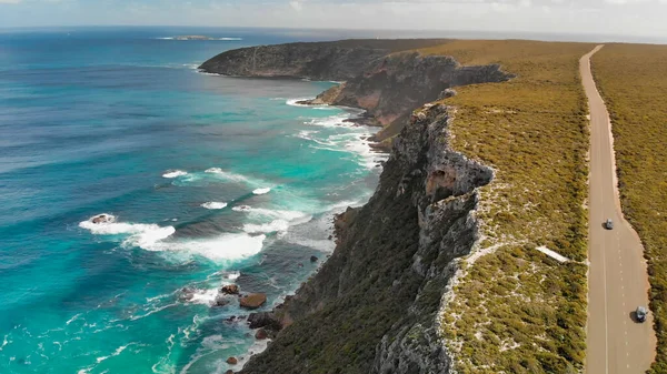 콩고냐 Flinders Chase National Park 드론으로부터 도로와 안선의 놀라운 — 스톡 사진