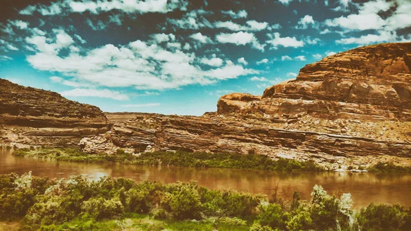 Veduta Aerea Del Fiume Colorado Delle Montagne Vicino Moab Utah — Foto Stock