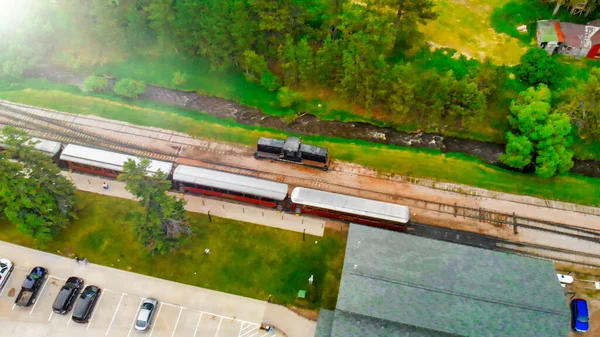 Aerial View Train Station Countryside — Stock Photo, Image