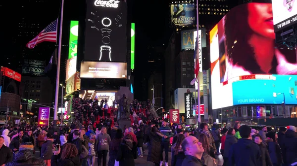 New York City December 2018 Duffy Square Times Square Natten — Stockfoto