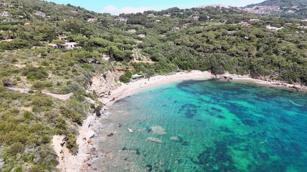 Letecký Pohled Ostrov Elba Barabarca Beach Jižní Pobřeží Letní Sezóně — Stock fotografie