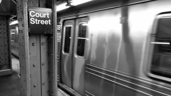 New York City Prosinec 2018 Manhattan Metro Interiér Metra Zpomalený — Stock fotografie