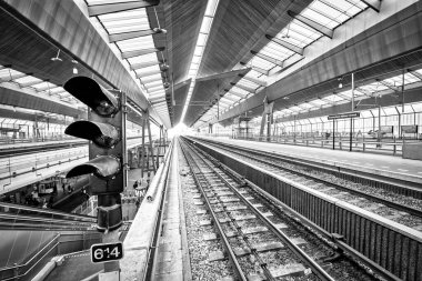 AMSTERDAM, NETHERLANDS - 25 Nisan 2015: Merkezi Tren İstasyonunun İçi.